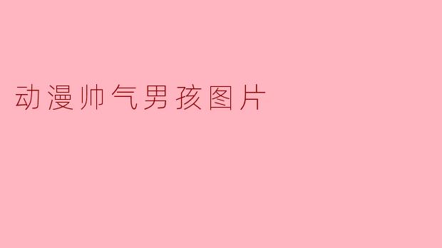 动漫帅气男孩形象的魅力探讨