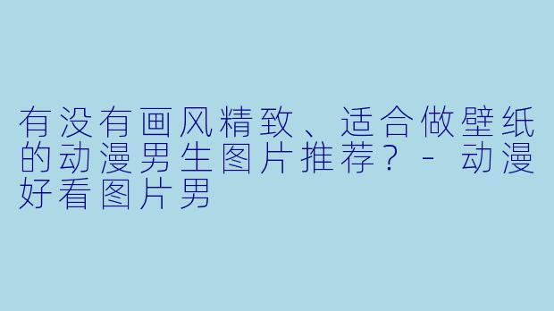 有没有画风精致、适合做壁纸的动漫男生图片推荐?