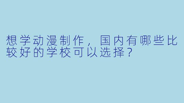 想学动漫制作，国内有哪些比较好的学校可以选择？