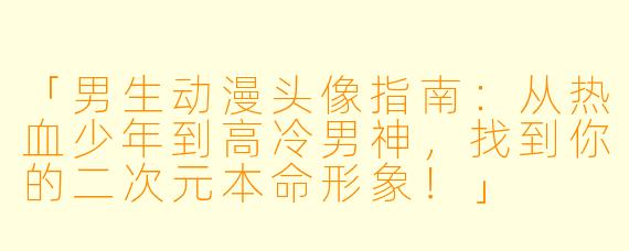 「男生动漫头像指南：从热血少年到高冷男神，找到你的二次元本命形象！」