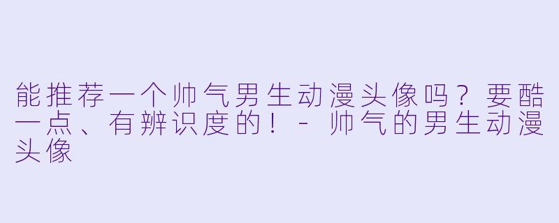能推荐一个帅气男生动漫头像吗？要酷一点、有辨识度的！-帅气的男生动漫头像