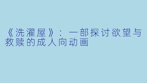 《洗濯屋》：一部探讨欲望与救赎的成人向动画