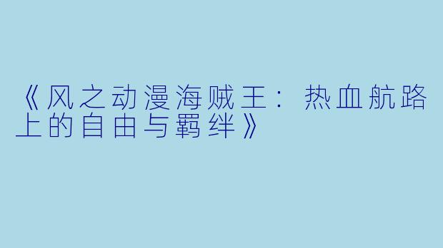 《风之动漫海贼王：热血航路上的自由与羁绊》