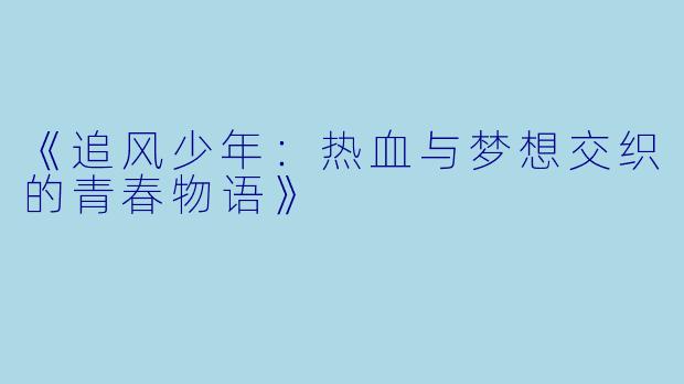 《追风少年：热血与梦想交织的青春物语》