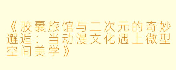 《胶囊旅馆与二次元的奇妙邂逅：当动漫文化遇上微型空间美学》