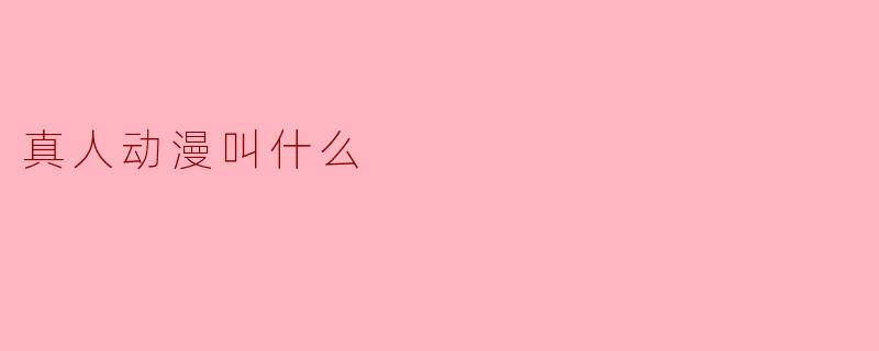 真人动漫叫什么