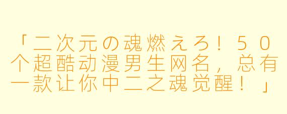 「二次元の魂燃えろ！50个超酷动漫男生网名，总有一款让你中二之魂觉醒！」