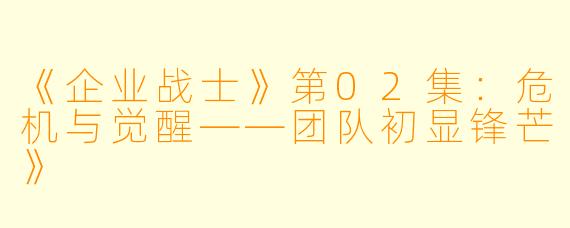 《企业战士》第02集:危机与觉醒——团队初显锋芒》