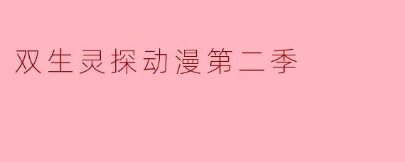 双生灵探动漫第二季