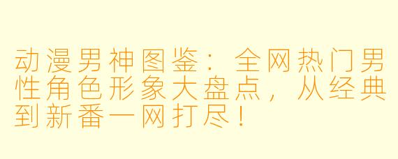 动漫男神图鉴：全网热门男性角色形象大盘点，从经典到新番一网打尽！