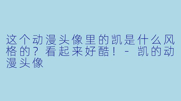 这个动漫头像里的凯是什么风格的？看起来好酷！-凯的动漫头像