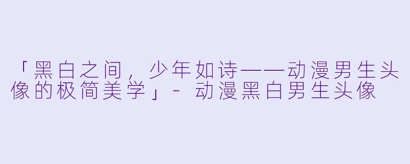 「黑白之间，少年如诗——动漫男生头像的极简美学」-动漫黑白男生头像