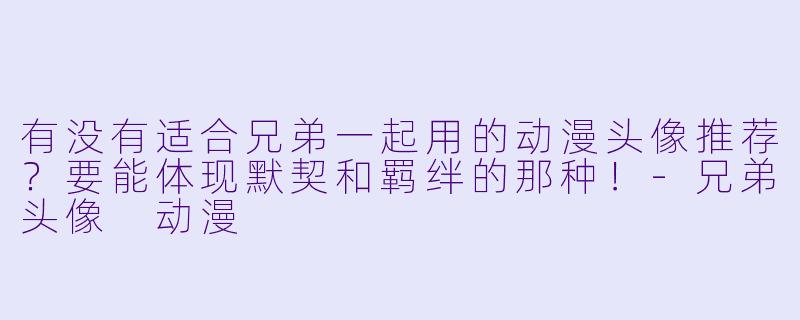 有没有适合兄弟一起用的动漫头像推荐？要能体现默契和羁绊的那种！