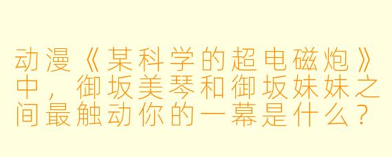 动漫《某科学的超电磁炮》中，御坂美琴和御坂妹妹之间最触动你的一幕是什么？