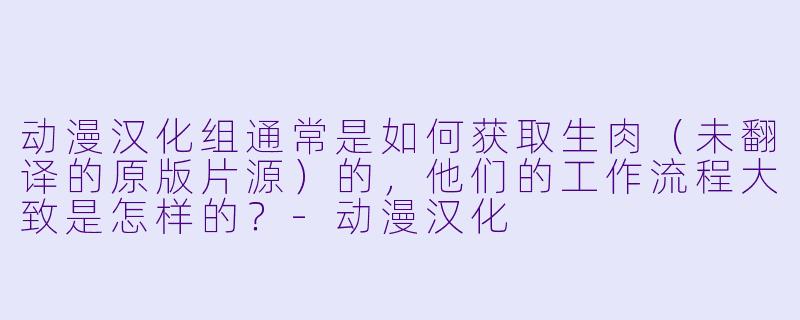 动漫汉化组通常是如何获取生肉（未翻译的原版片源）的，他们的工作流程大致是怎样的？