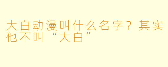 大白动漫叫什么名字？其实他不叫“大白”