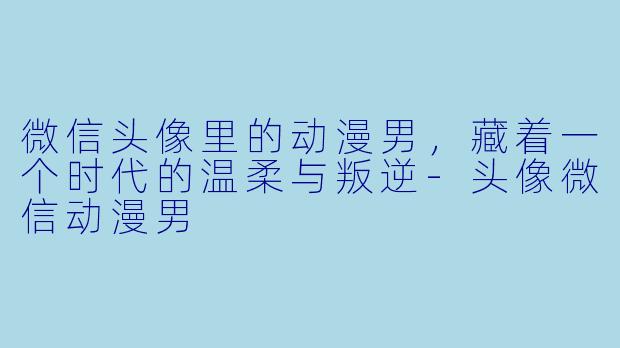 微信头像里的动漫男,藏着一个时代的温柔与叛逆-头像微信动漫男