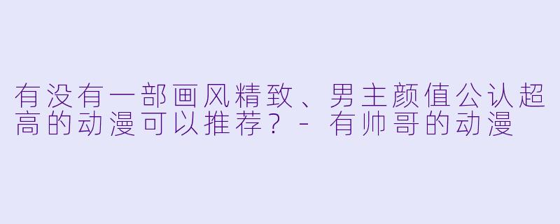 有没有一部画风精致、男主颜值公认超高的动漫可以推荐？-有帅哥的动漫