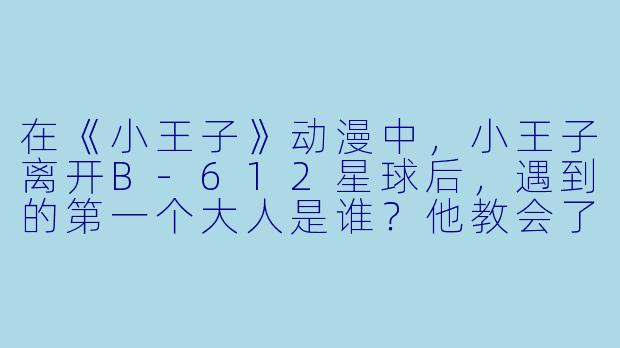在《小王子》动漫中，小王子离开B-612星球后，遇到的第一个大人是谁？他教会了小王子什么道理？