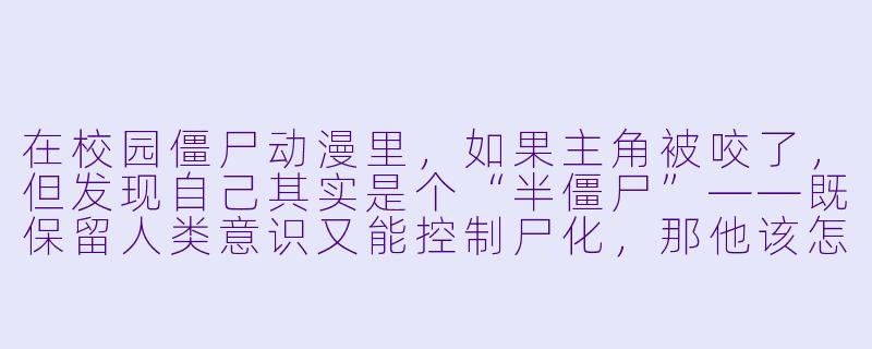 在校园僵尸动漫里，如果主角被咬了，但发现自己其实是个“半僵尸”——既保留人类意识又能控制尸化，那他该怎么跟暗恋的班长解释自己突然变灰的皮肤和爱啃粉笔头的怪癖？-校园僵尸动漫