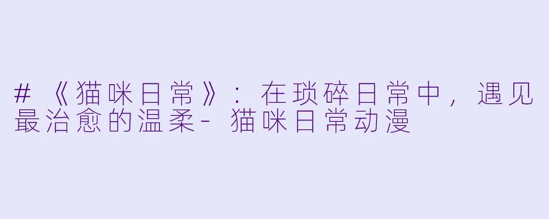 #《猫咪日常》：在琐碎日常中，遇见最治愈的温柔-猫咪日常动漫