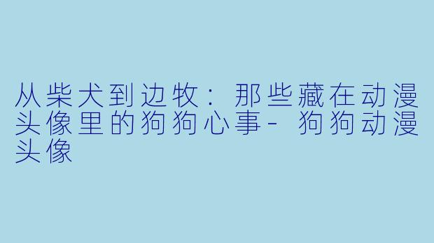 从柴犬到边牧：那些藏在动漫头像里的狗狗心事-狗狗动漫头像