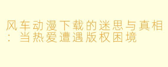 风车动漫下载的迷思与真相:当热爱遭遇版权困境