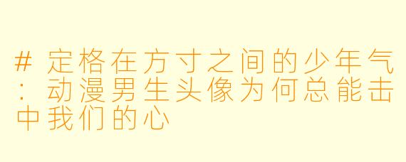 #定格在方寸之间的少年气:动漫男生头像为何总能击中我们的心