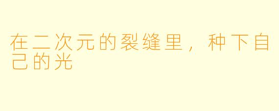 在二次元的裂缝里,种下自己的光