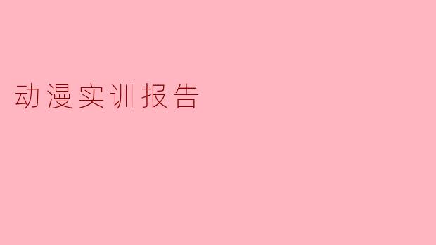 动漫实训报告