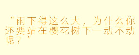 “雨下得这么大，为什么你还要站在樱花树下一动不动呢？”