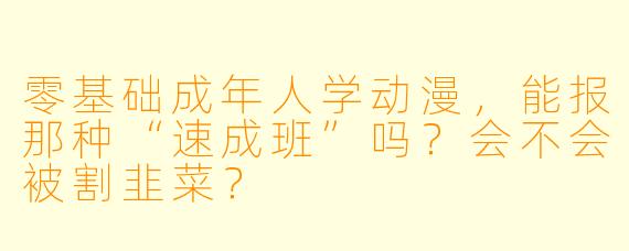 零基础成年人学动漫,能报那种“速成班”吗?会不会被割韭菜?