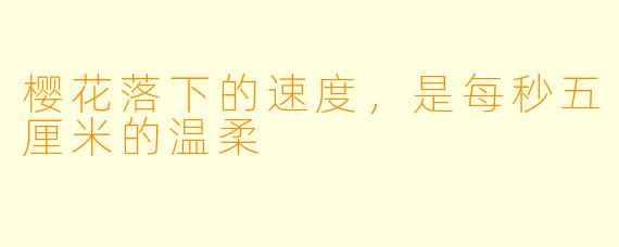樱花落下的速度,是每秒五厘米的温柔