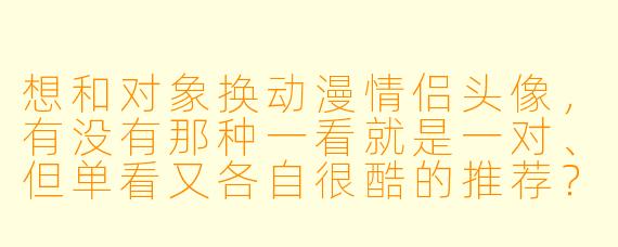 想和对象换动漫情侣头像，有没有那种一看就是一对、但单看又各自很酷的推荐？