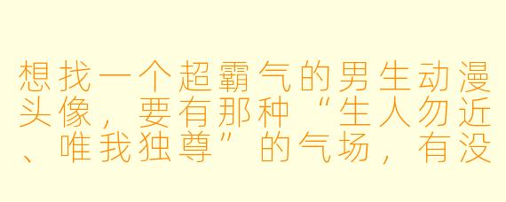 想找一个超霸气的男生动漫头像,要有那种“生人勿近、唯我独尊”的气场,有没有推荐?