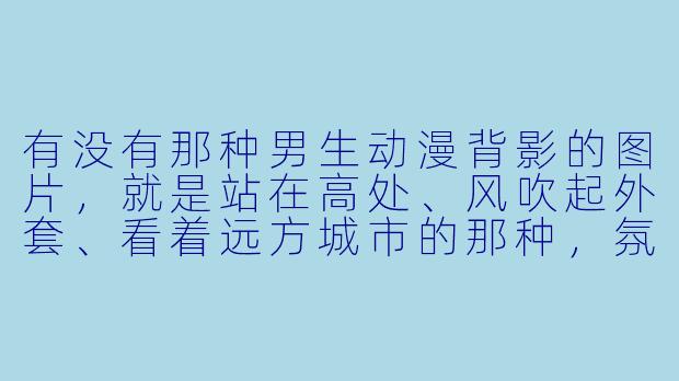 有没有那种男生动漫背影的图片,就是站在高处、风吹起外套、看着远方城市的那种,氛围感特别强的?