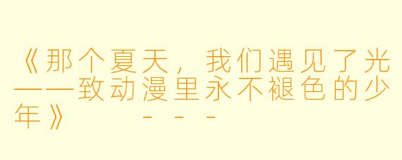 《那个夏天,我们遇见了光——致动漫里永不褪X 的少年》
---