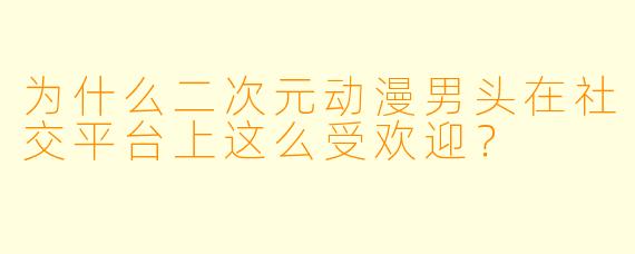 为什么二次元动漫男头在社交平台上这么受欢迎？
